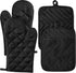 R HORSE 4Pcs Oven Mitts Pot Holders Set for Kitchen, Cotton Lining Heat Resistant Oven Gloves Black Kitchen Mittens Hot Pads Pot Holder with Pocke...