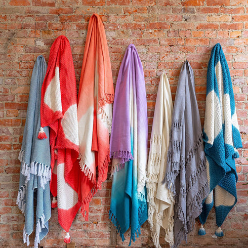 Refinery29 | Riley Collection | Premium Cotton Textured Throw Blanket, Modern Design for Luxury Home Décor (50 x 70, Purple)...
