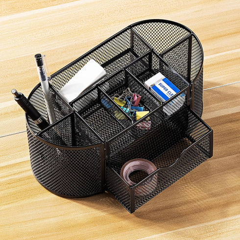 Amazon Basics Mesh Desk Office Organizer, Black, 9.25" x 4.53" x 3.94"...