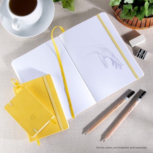 Pentalic Art Traveler Pocket Journal Sketch Book, 6" x 8", Yellow Gold...