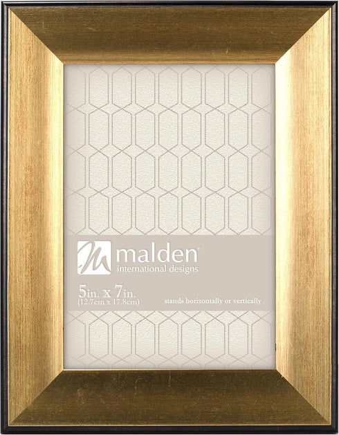 Malden International Designs Copley Picture Frame with Black Boarder, 5x7, Gold...