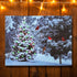 BANBERRY DESIGNS Lighted Christmas Tree & Cardinal Birds LED Canvas Print - Snowy Winter - Forest Pine Trees - Winter Scene Wall Art Measures 15.7...