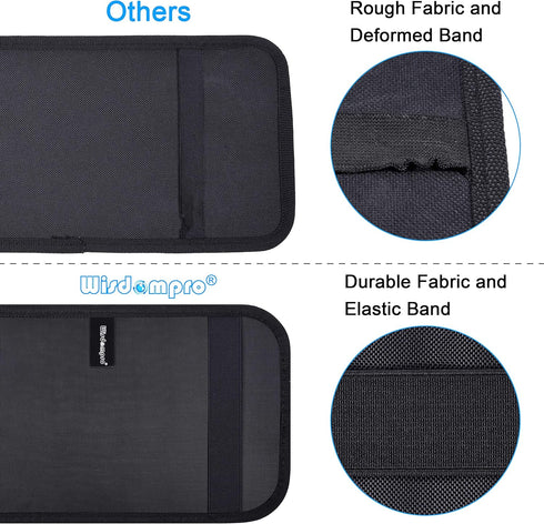 Car Sun Visor Organizer, Wisdompro Vehicle Interior Accessories Storage Pouch Auto Registration Holder with Elastic Strap for Sunglass, Documents,...