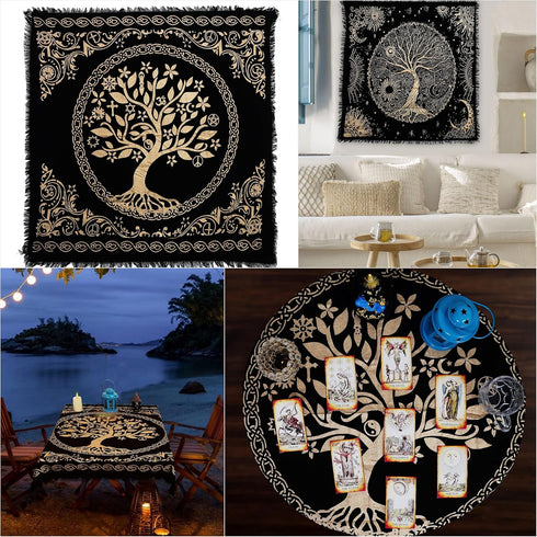 Indian Consigners Altar Cloth Alter Tarot Witchery Square 18" Celtic Tree of Life Wica Spread Decor...