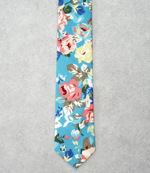 ZENXUS Mens Casual Skinny Floral Tie Combo Set with Flower Pocket Square 2½" Cotton Necktie Hand Made...
