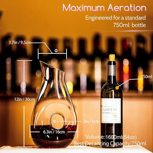 Hollow Circle Wine Decanter - Decant with Elegance, 1500 ml lead-Free Crystal Clear Glass Red Wine Decanter Juice Container Wine Decanters and Car...