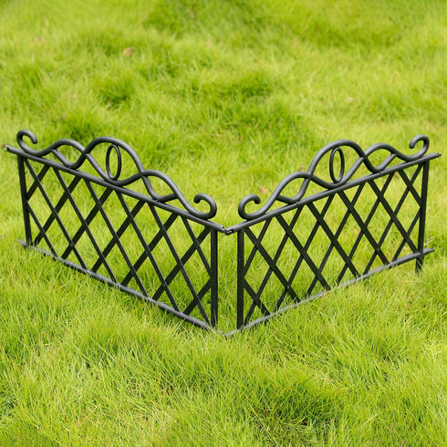Plastic Garden Edging Border Fence, Flower Bed Barrier, Set of 3, Black...