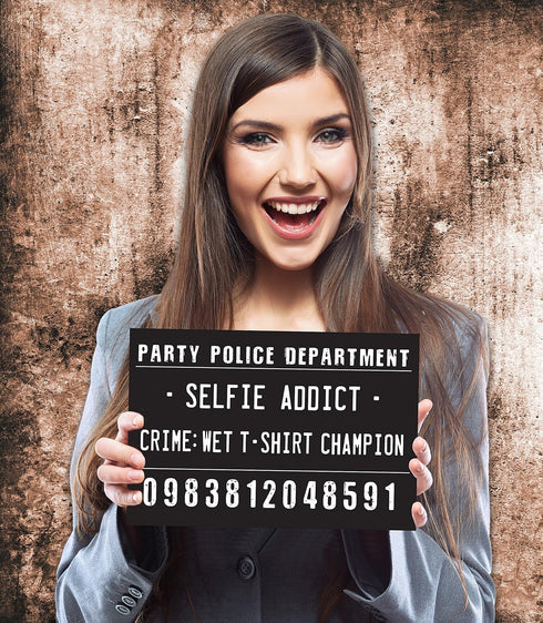 20 Funny Mugshot Signs (Black & White) - Selfie Photo Booth Prop Party Supplies for Bachelorette Party Games, Bridal Shower, Girls Night Out, Birt...
