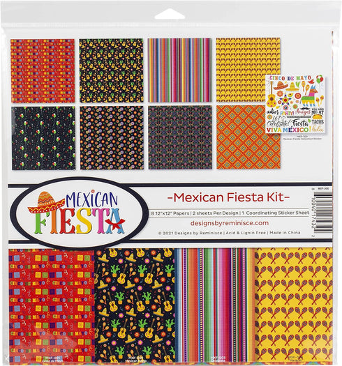 Reminisce Mexican Fiesta Scrapbook Collection Kit, White, 12-x-12-Inch...
