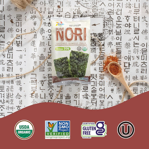 KIMNORI Seasoned Seaweed Snacks Sheets – Organic Korean BBQ Flavor 24 Individual Packs, Roasted Crispy Premium, 100% Natural Laver, Kim Nori 4g 0....
