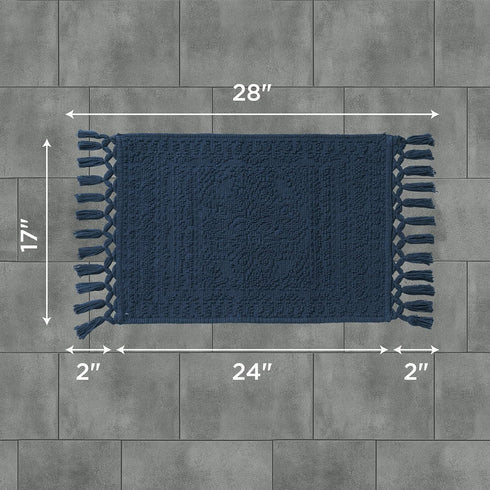 French Connection Nellore Bathroom Rugs, Woven and Beaded Bathroom Mats, Durable Bath Rugs, Thick Bath Mats for Bathroom and Shower Rugs, 17" x 28...