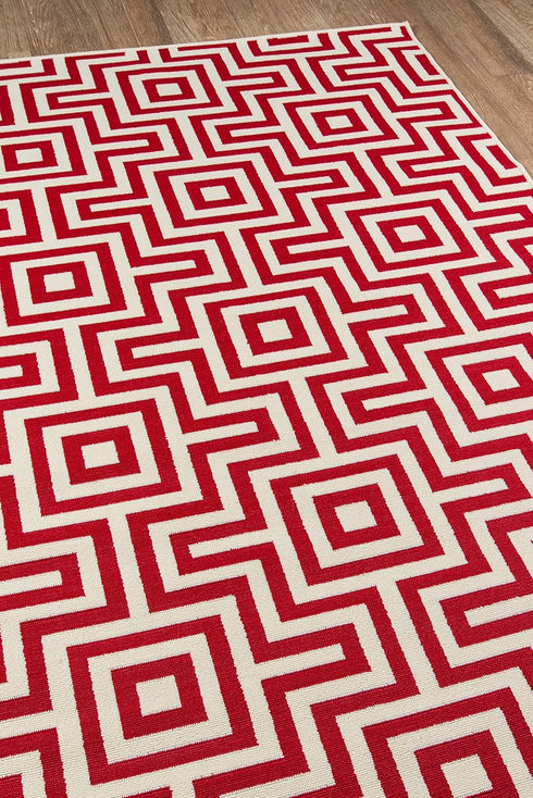 Momeni Rugs Baja Collection Contemporary Indoor & Outdoor Area Rug, Easy to Clean, UV protected & Fade Resistant, 1'8" x 3'7", Red...