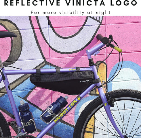 Vincita Bike Frame Bag - Black Bicycle Triangle Storage Bag with Shoulder Strap Under Top Tube for Road Bike Mountain Bike Cycling and Big Zipper ...