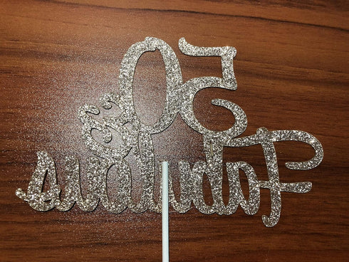 50 and Fabulous Rose Gold Glitter 50th Birthday Cake Topper for Women...