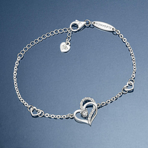 Heart Bracelet Sterling Silver for Women, Cubic Zirconia Love Charm Eternity Bracelet Jewelry Anniversary Birthday Valentine for Her...