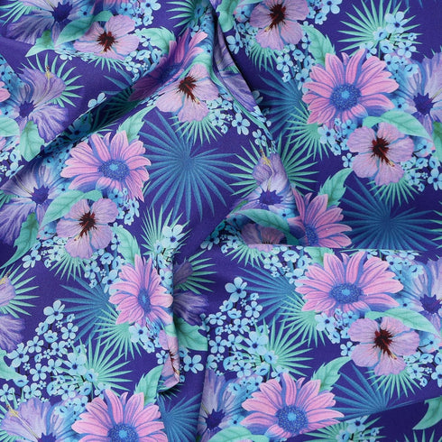 Mook Fabrics Cotton Tropical Floral, Royal Cut by The yard...