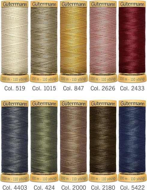 Gutermann 734521-3 Thread Set Natural Cotton 50 100m/10 reels, Col 2 Assorted...