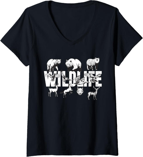 Womens Protect Wildlife Conserve Wild Species Ecology Cool Animal V-Neck T-Shirt...