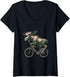 Womens Moose Riding A Bicycle | Pencil Drawing Moose Bike Lovers V-Neck T-Shirt...