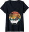 Womens Funny Gray Cat In The Bathtub Retro Art Cute Cat Lovers V-Neck T-Shirt...