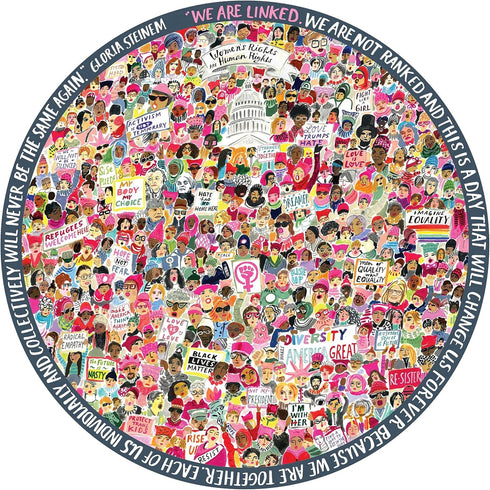 eeBoo: Piece and Love Women March! 500 Piece Round Circle Jigsaw Puzzle, Puzzle for Adults and Families, Glossy, Sturdy Pieces and Minimal Puzzle ...