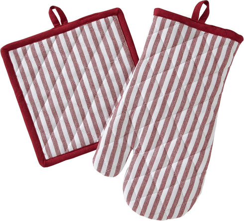 SKL Home Snowflake Winter Oven Mitt and Pot Holder Set, 8x8...