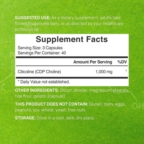 DEAL SUPPLEMENT Citicoline CDP Choline, 1,000mg Per Serving, 120 Capsules – Extra Strength Choline Supplements – Nootropic B Vitamin Properties – ...