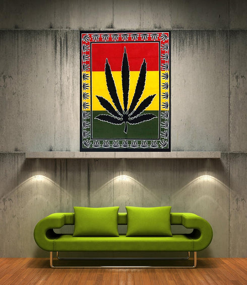 ICC Weed Tapestry Marijuana Wall Hanging leaf Poster Cannabis Hippie Decor Pot Flag Collage Dorm Trippy Bohemian Art psychedelic Small Hippie Rast...