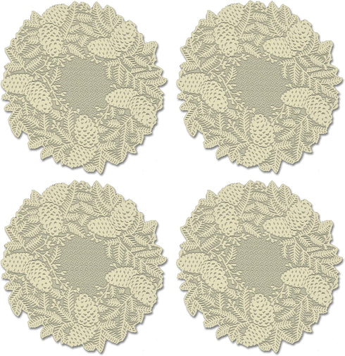 Heritage Lace Highland Pine Doily, 15", Ivory, 4 Count...