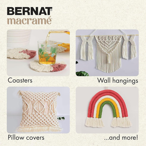 Bernat Macrame Natural Yarn - 3 Pack of 250g/8.8oz - Cotton - #6 Super Bulky - Knitting, Crocheting & Crafts......