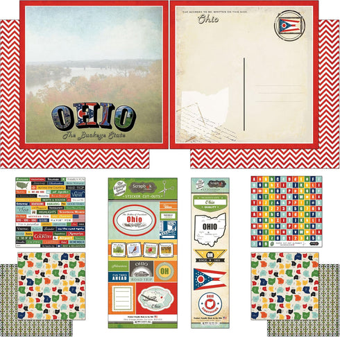 Scrapbook Customs Themed Paper and Stickers Scrapbook Kit, Ohio Vintage...