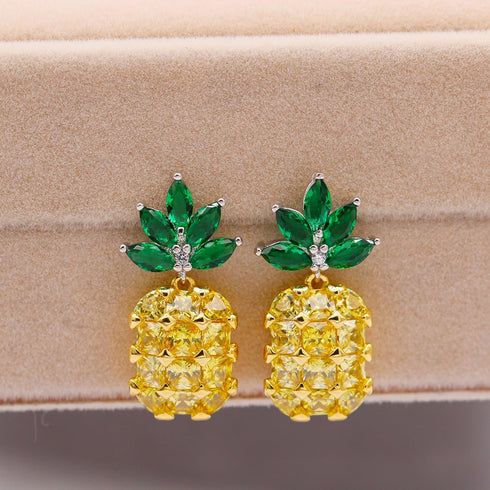 Uloveido Cute Pineapple Jewelry Set CZ Stone Fruit Necklace and Earrings PT001...