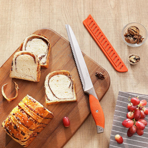 Bread Knife with Cover, 8 inch Serrated Bread Knife for homemade bread, Bread Cutter Ideal for Slicing Homemade Bread, Bagels, Cake (8-Inch Blade ...