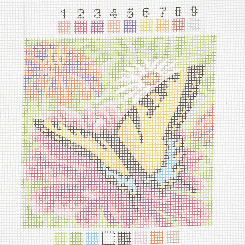 Dimensions 07232 Butterfly and Zinnias Nature Needlepoint Kit, 5" W x 5" H...