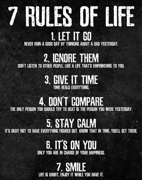 HoneyKICK 7 Rules of Life Motivational Poster, 11 x 14 Inches Unframed, Printed on Premium Cardstock Paper...