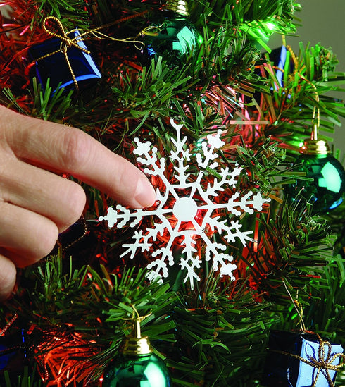 1225LS Snowflake Metal Ornaments with On/Off Touch Control Ornament for Christmas Tree Lights, 7.5 inches White,...