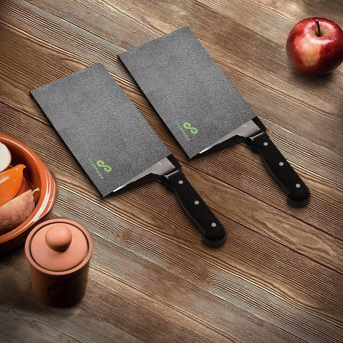 EVERPRIDE Butcher Chef Knife Edge Guards (2-Piece Set) Wide Knives Blade Edge Protectors - Meat Cleaver Knife Sheath Set - BPA-Free Chef Knife Cov...