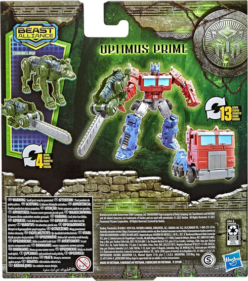Transformers: Rise of The Beasts Movie Beast Alliance Beast Weaponizers 2-Pack Optimus Prime & Chainclaw Toys, Age 6 and Up, 5-inch...