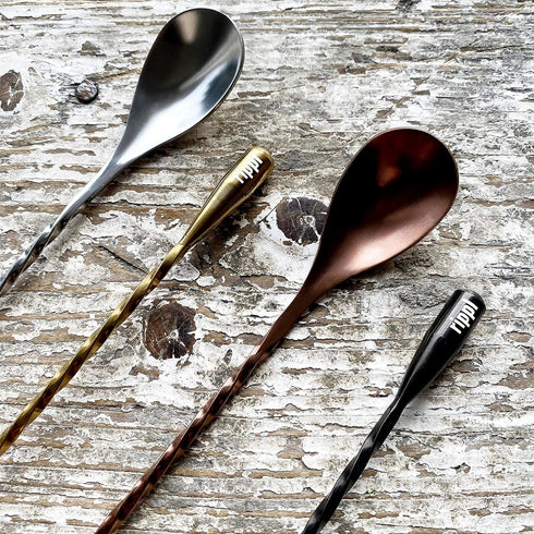 Rippl Cocktail Mixing Spoons - Bar Spoons for Stirring Cocktail Drinks - Bartender Tools for your Home Bar Set - Set of 4 Long Spoons for Stirring...