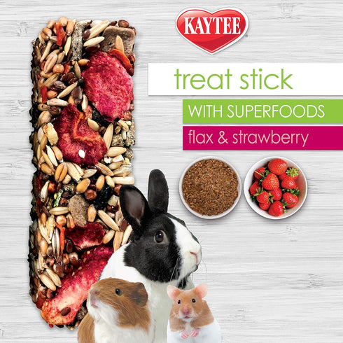 Kaytee Small Animal Treat Stick with Superfoods, Strawberry & Flax Seed, 5.5 oz...