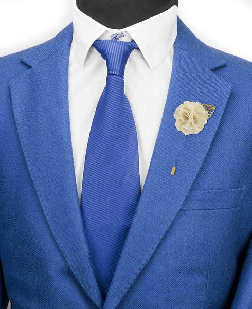Knighthood Men's Off-White Bunch Flower With Golden Leaf Lapel Pin/Brooch...