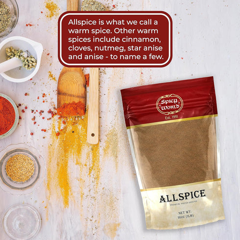 Spicy World Allspice Ground 16 Ounce - Huge 1 Pound Value Pack - All Spice Powder...
