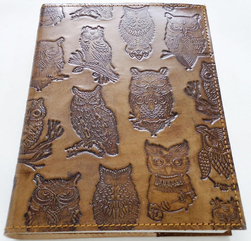 M & N Designs Handcrafted Embossed Owl Leather Pocket Style Refillable Antique Journal Notebook Diary Travel Journals- Vintage Owl Embossed Blank ...