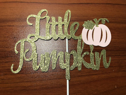 Little Pumpkin Cake Topper Gold Pink Little Pumpkin Baby Shower Cake Topper Decorations Little Pumpkin 1st Birthday Decorations Pink Girl Fall Bab...