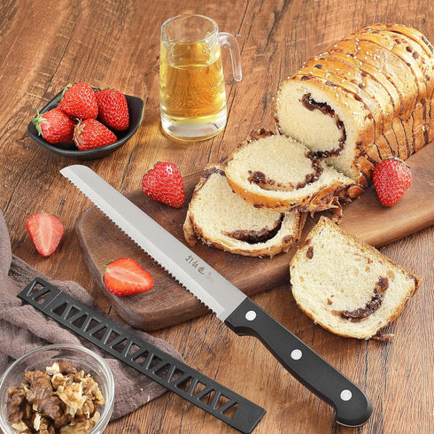 Bread Knife, HIA Stainless Steel 8 inch Serrated Bread Knife, Perfect for Homemade Bread, Bagels and Cake, Knife Cover Included, Dishwasher Safe (...