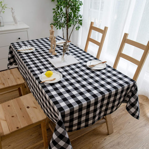 Aquazolax Weights Boho Tableclothes Buffalo Checkered Cloth Tablecloth for Rectangle Tables 6ft Long Black and White Table Cover, 54" x 72", Black...