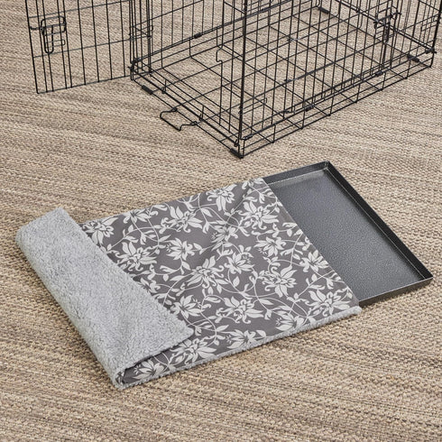 MidWest Homes for Pets Quiet Time Reversible Crate Pan Cover 36' Gray Floral/Fleece...