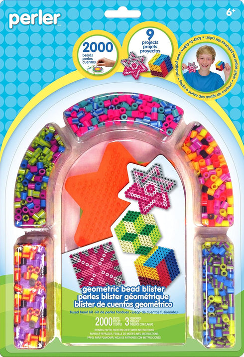 Perler Beads 'Geometric Shapes' Fuse Bead Activity Kit for Kids Crafts, 2004 pcs...