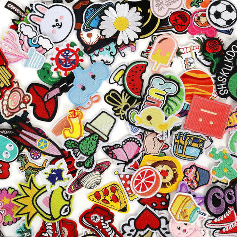 NICEVINYL Embroidered Iron-on Patches Applique: 72Pcs Random Assorted Decorative Patches Iron on/Sew on for Clothing Accessories...