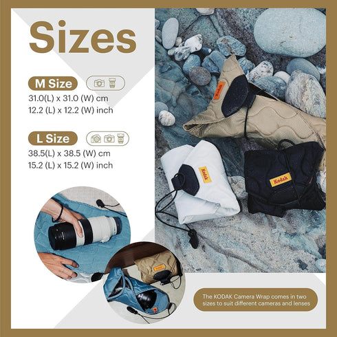 KODAK Camera Wrap Size L 38.5x38.5cm - Water-Resistant, Anti-Scratching and Dust-Free Protective Cloth for SLR Camera, Tele Lens (Black) [ONE Item...